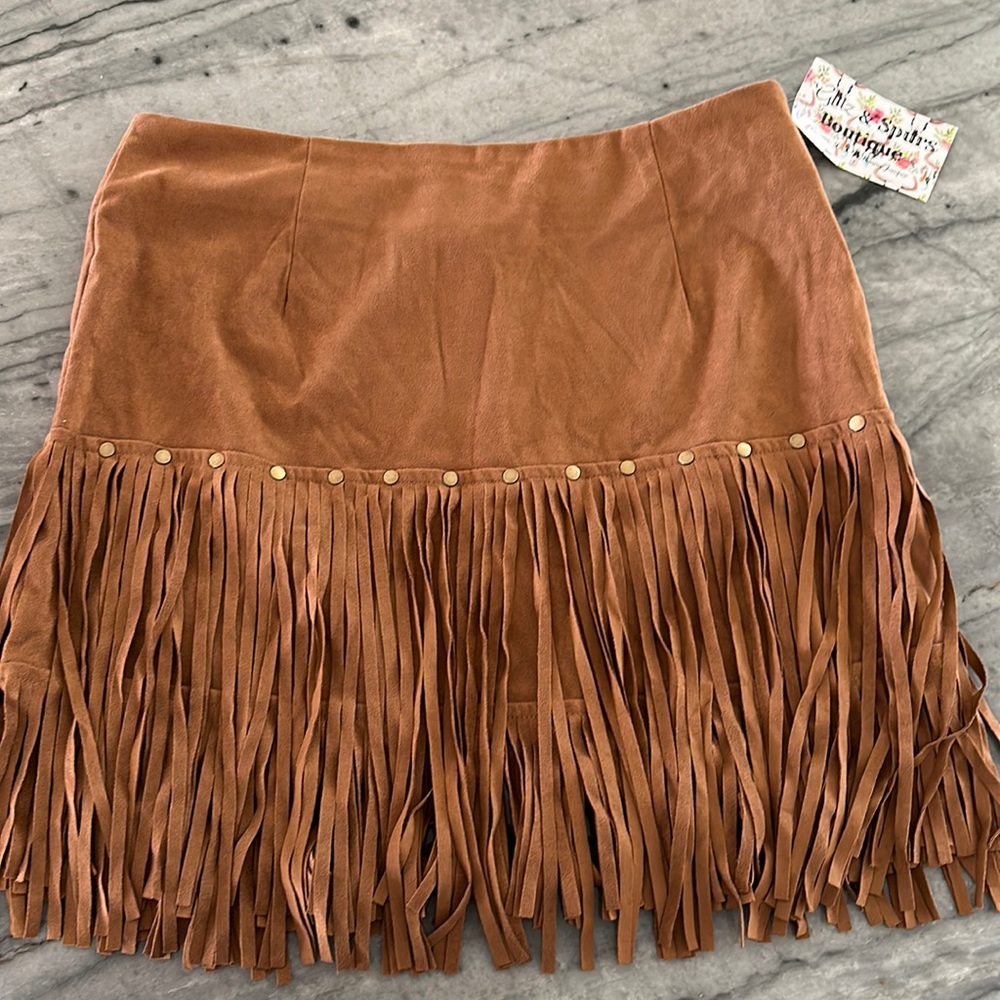 Brand New fringe skirt with metal embellishments